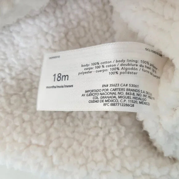 Carter's Sherpa Hoodie Bab Girl's Hoodie 18 Months - Picture 3 of 5